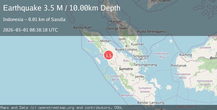 Map of northern Sumatra, Indonesia
