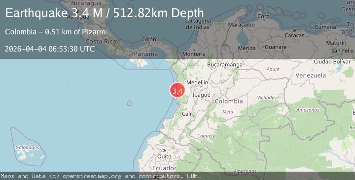 Map of near the west coast of Colombia