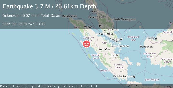 Map of northern Sumatra, Indonesia