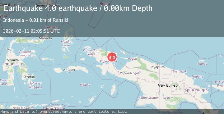 Map of near the north coast of Papua, Indonesia