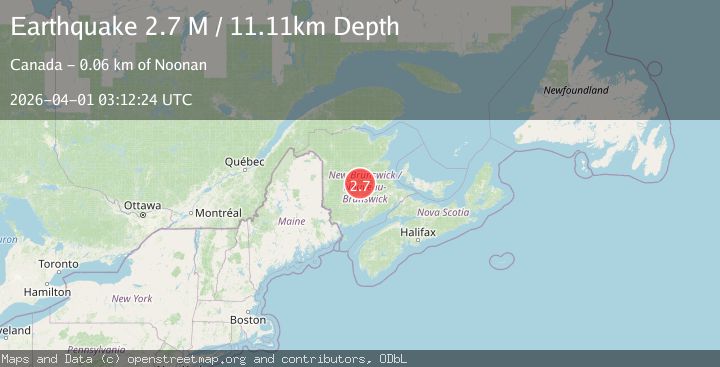 Map of New Brunswick, Canada