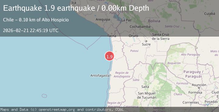 Map of near the coast of Antofagasta, Chile