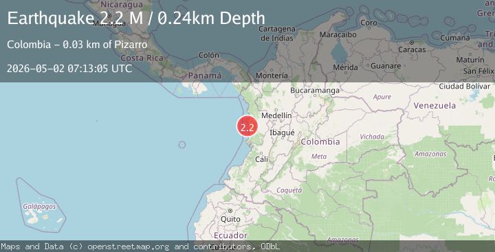 Map of near the west coast of Colombia