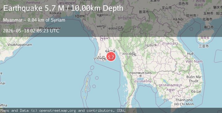 Map of near the south coast of Myanmar