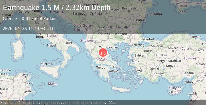 Map of Thessaly Region, Greece