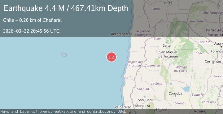 Map of off the coast of Atacama, Chile