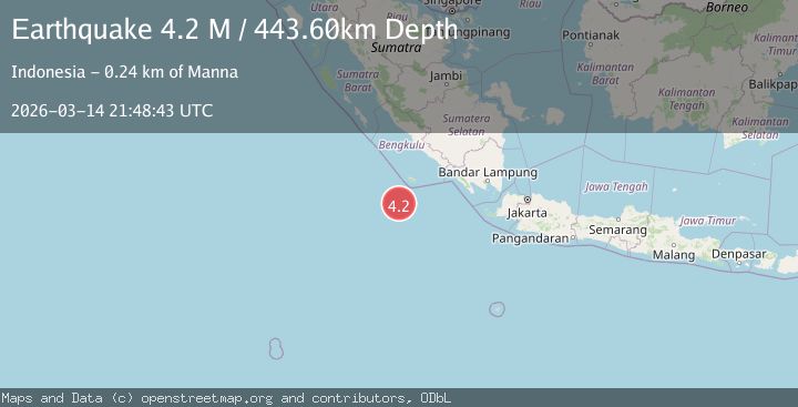Map of southwest of Sumatra, Indonesia