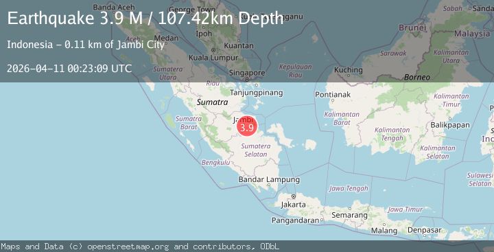 Map of southern Sumatra, Indonesia