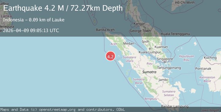 Map of northern Sumatra, Indonesia