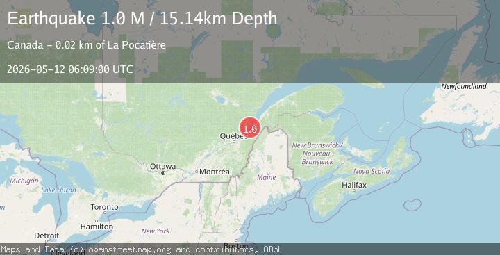 Map of southern Quebec, Canada