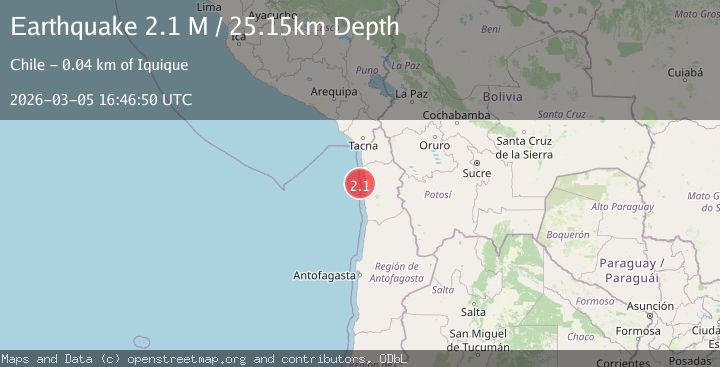 Map of near the coast of Tarapaca, Chile