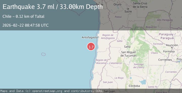 Map of off the coast of Antofagasta, Chile