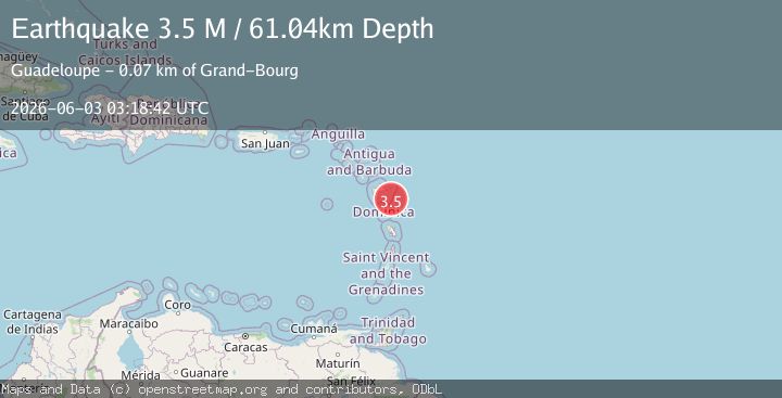 Map of Guadeloupe region, Leeward Islands