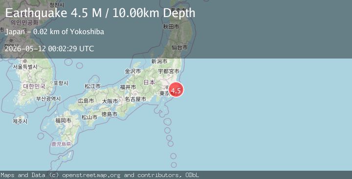 Map of near the east coast of Honshu, Japan