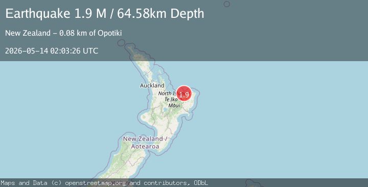 Map of off the east coast of the North Island of New Zealand