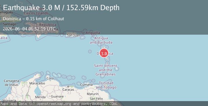 Map of Dominica region, Leeward Islands