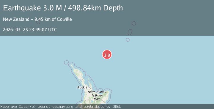 Map of south of the Kermadec Islands