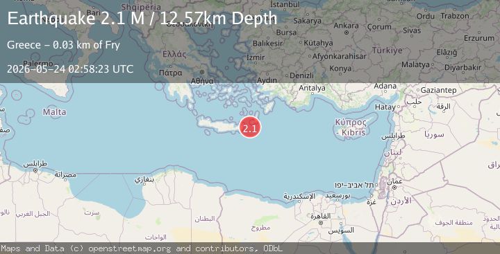 Map of Offshore Crete, Greece