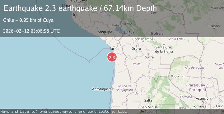 Map of near the coast of Tarapaca, Chile