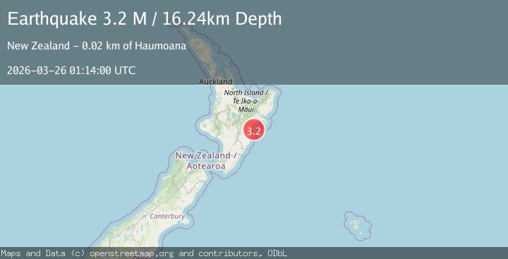 Map of off the east coast of the North Island of New Zealand