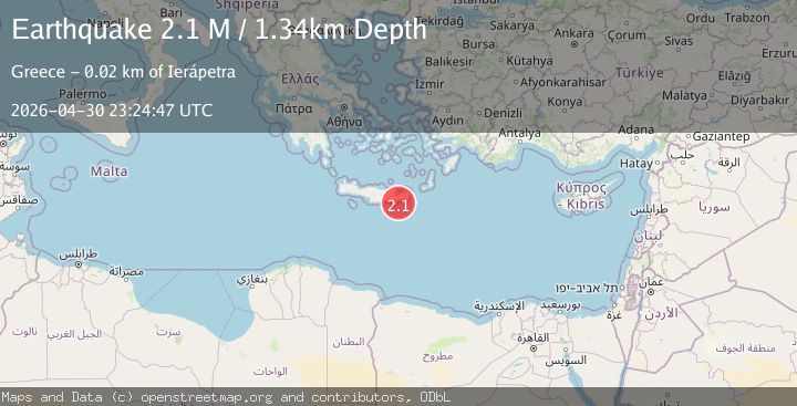 Map of Offshore Crete, Greece