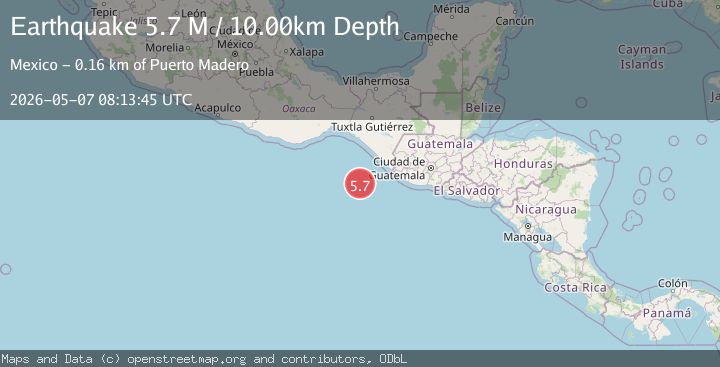 Map of off the coast of Chiapas, Mexico