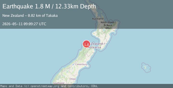 Map of off the west coast of the South Island of New Zealand