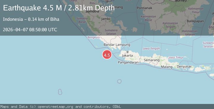 Map of southwest of Sumatra, Indonesia