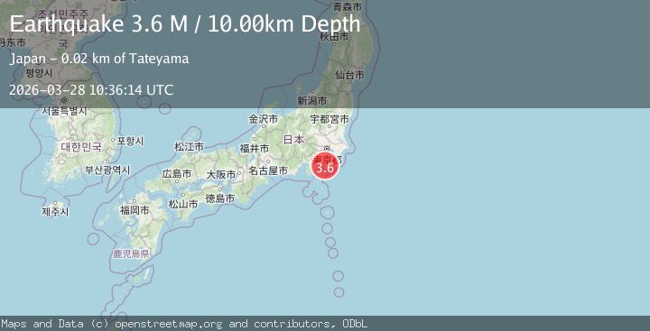 Map of near the south coast of Honshu, Japan