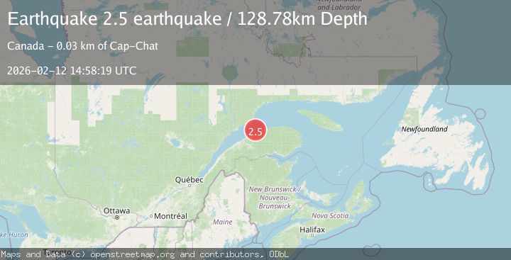 Map of southern Quebec, Canada